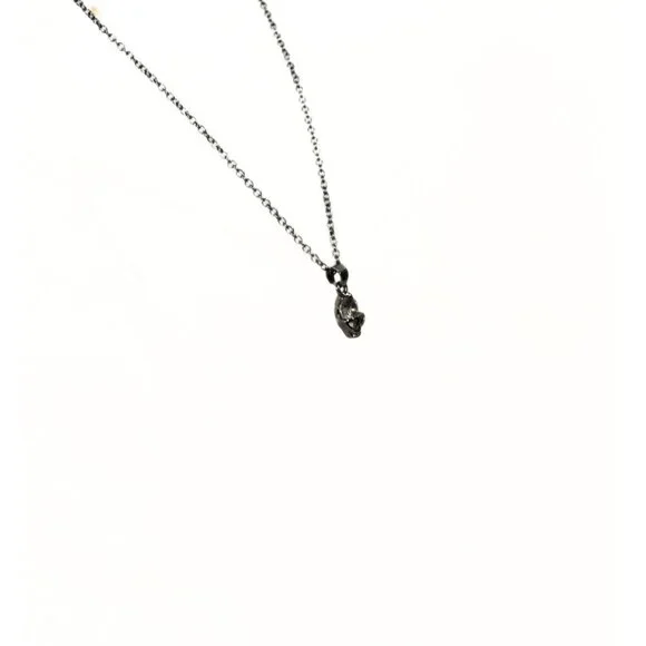 Minimalist Skull Necklace & Stud Earring Set | Rhinestone Goth Sparkle - Picture 5 of 6